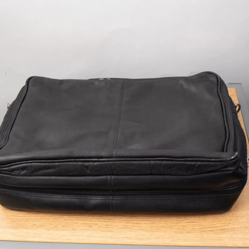 Queros Volare Black Columbian Leather Messanger Brief Bag Removable Strap